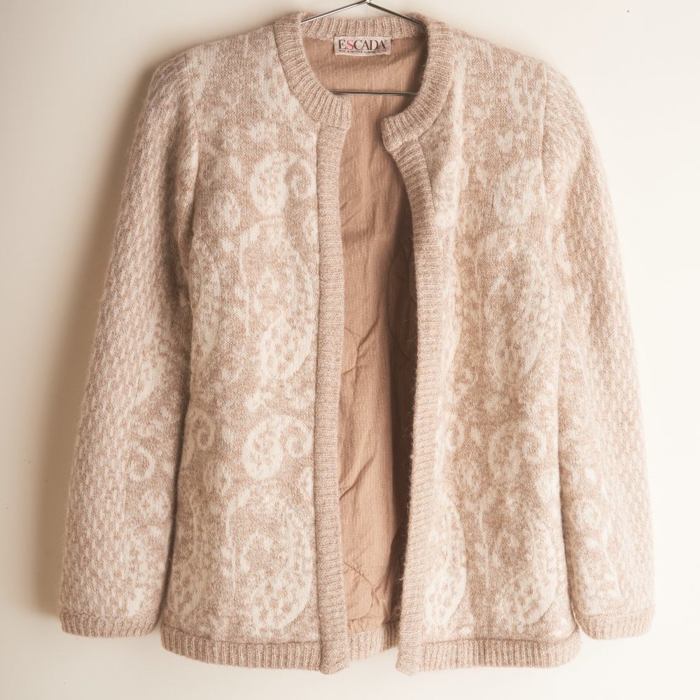 ESCADA 1980s Oatmeal Lined Sweater Cardigan/ S